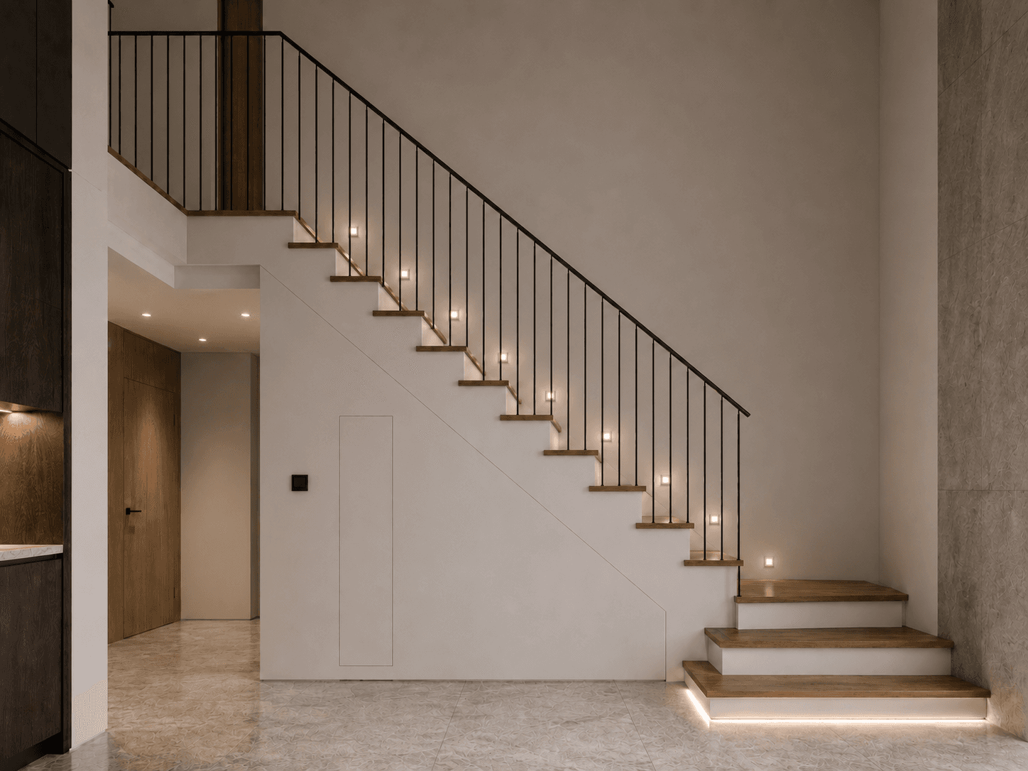 Timber staircase with slender black railings — Stairs, GUO Architecture
